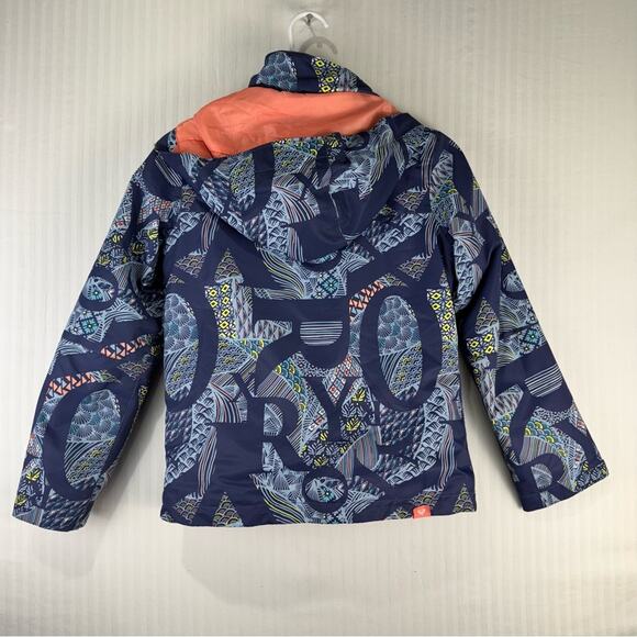 Roxy Jetty Girl Navy Blues & Coral Ski Snow Jacket Size 10/Medium 10K Waterproof - Picture 3 of 8